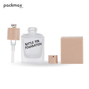 Frosted glass square foundation <b>bottle</b>, matte transparent <b>pump</b> <b>bottle</b>, 20ml, eco-friendly - Product Image 4