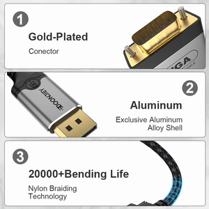 HD 1080P 2M <span class=keywords><strong>DisplayPort</strong></span> <span class=keywords><strong>VGA</strong></span> Adapter Cable Nam Nam Chuyển Đổi Dp <span class=keywords><strong>VGA</strong></span> Cho Máy Tính DVD Player TV Box PC Máy Tính Xách Tay Màn Hình Máy Chiếu - Product Image 3