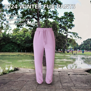 Femmes taille haute mode pantalon respirant empilé fourrure pantalon taille élastique fermeture décontracté Sexy Club Style taille moyenne plat - Product Image 2