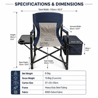 Chaise de camping pliable et rétractable avec logo personnalisable et table latérale pour le camping et les activités de plein air