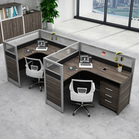 Poste de travail de bureau commercial moderne et classique, extensible, 4 places, à combiner librement, avec panneau de bureau en bois stratifié, garantie 3 ans