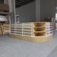 Porte-chèques en bois de style moderne en vente directe d'usine Comptoirs de caissier avec étagères de présentation Tables de caissier de supermarché