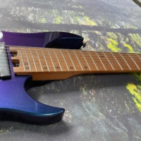 Gitar Elektrik 8 Senar Tanpa Kepala Warna Biru dengan Bagian Belakang/Samping Kayu Rosewood dan Bodi Kayu Mahoni Fretboard Kayu Solid Gratis Ongkir