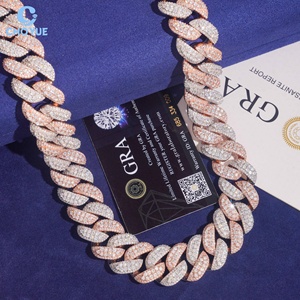 Crescent Moon Cuban Link Necklace Rose Gold Plated Cuban Link Necklace Full Moissanite <b>Iced</b> <b>Out</b> <b>Chain</b> Luxury Hip Hop Jewelry - Product Image 4
