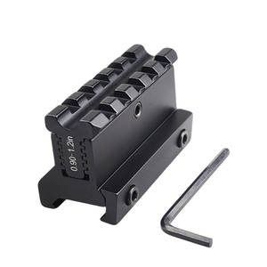 Height Adjustable 5 Slot Dual Row Riser Mount Base 60mm 21mm Tooth Rack Hex Screw Holds Red Dot Light Durable Black Finish - Product Image 2