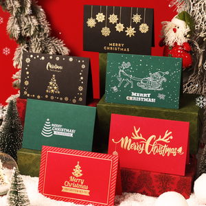 New Year Christmas Greeting Cards Envelope Set Santa Claus Cards Handcrafted Holiday Gifts Retro Xmas Tree Blank Note Cards
