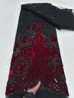 NI.AI Nouveau style Tissu en dentelle de velours perlé avec sequins et paillettes