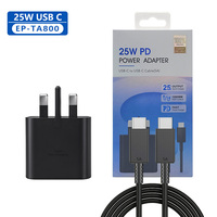 Kit de chargeur rapide ignifuge 25W PD 3.0, prise UK, port Type-C, chargeur mural, câble 5A pour ordinateur portable, charge super rapide