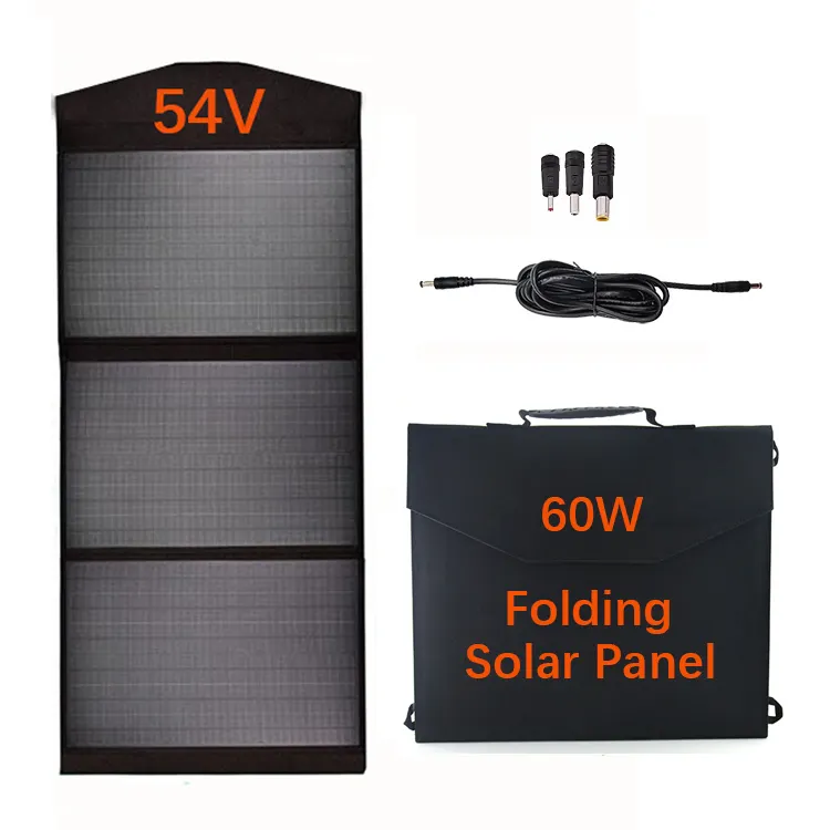 Modulo fotovoltaico ad alta potenza 54v 18v 60w 100w 120w caricatore solare portatile da esterno pieghevole pannello solare portatile da 80w per caricare E bici