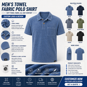 Mens Towel <b>Polo</b> <b>Shirt</b> Washed Texture Terry Polyester Cotton <b>Pocket</b> Design Plain Soild Color Short Sleeve Lightweight Casual Wear - Product Image 3
