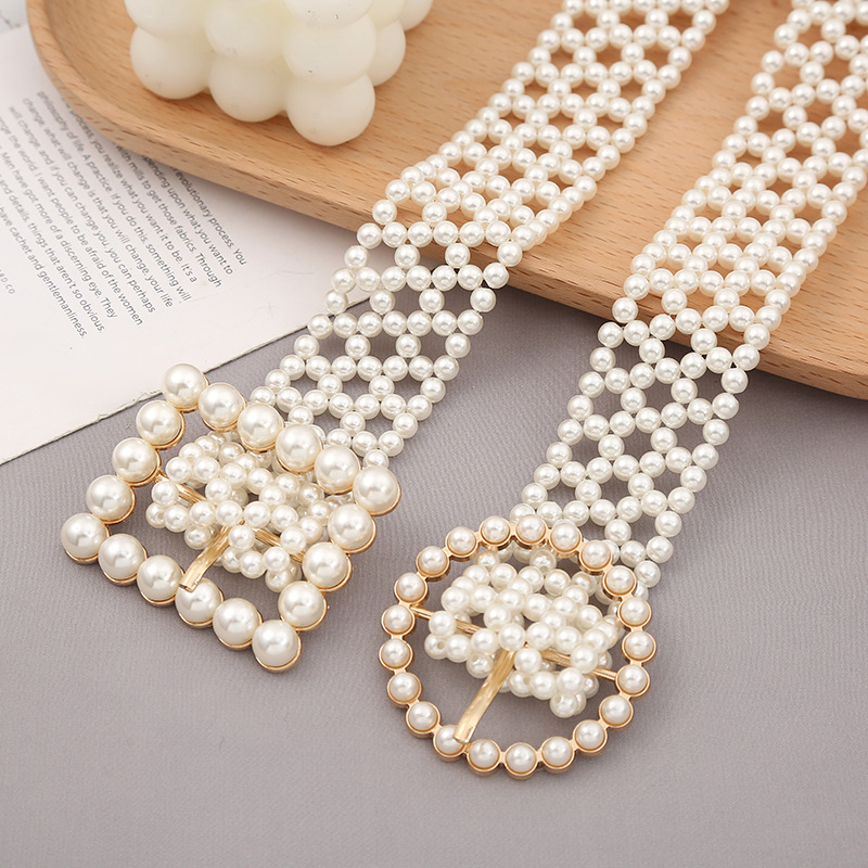 Elegant Inlaid Wide Woman Girdle Decoration Pearl Belt display picture 2