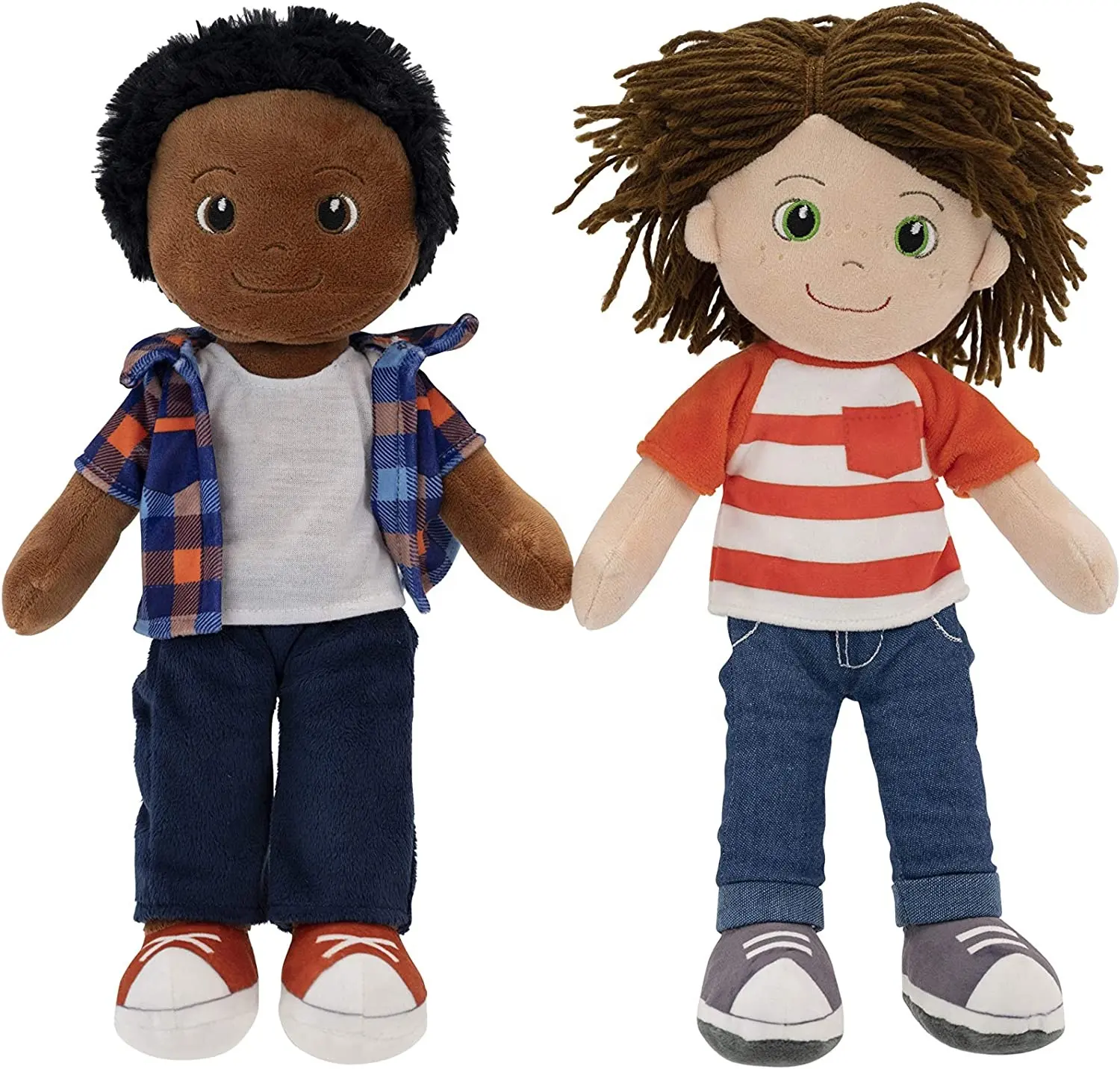 Black Baby Dolls - Soft Rag Doll for Boys, Girls, Toddlers & Babies - Multicultural Plush Dolls with Yarn Hair for All Ages