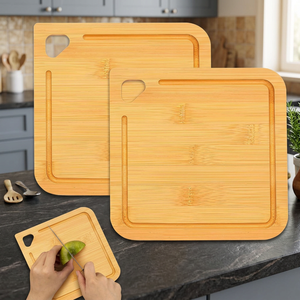 Planches à découper en bambou rectangulaires, 1,5 cm d'épaisseur, antidérapantes, lavables au lave-vaisselle, pack combiné - Product Image 2