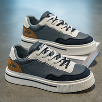 Chaussures pour hommes, nouvelles baskets basses décontractées de sport, respirantes, en maille, à lacets, blanches, à semelle épaisse, augmentant la taille, en tissu PVC