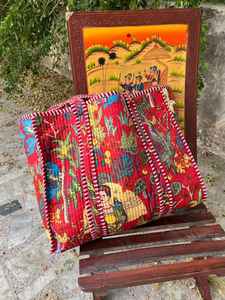 Bolsa de Mano Acolchada de Algodón con Estampado de Bloques, Tradicional, Hecha a Mano, Ecológica, Reutilizable, para Viajes, Compras, y Uso Diario - Product Image 2