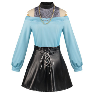 Disfraz de cosplay MeM Chu para niños de 8 a 13 años, traje de juego de rol de anime, vestido azul y negro con accesorios - Product Image 5