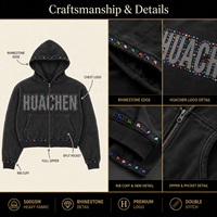 Sweat à capuche personnalisé avec strass scintillants, logo vintage imprimé effet vieilli, en molleton de coton épais, coupe oversize, pour homme, vierge