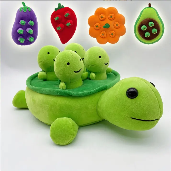 Mainan mewah kura-kura mata besar penjualan baru mainan mewah ibu dan bayi dengan saku ritsleting hadiah boneka mewah berkualitas tinggi mainan hewan peliharaan.