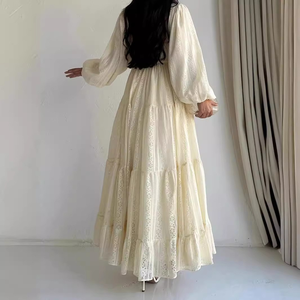 ชุดอาบายะแขนยาวสำหรับผู้หญิง คอกลม ชายระบาย ปักลาย เรียบร้อย สวมใส่สบาย ทรงหลวม เหมาะสำหรับใส่ในช่วงฤดูใบไม้ร่วง ใช้ได้ทุกวัน สไตล์วินเทจ ผลิตจากโพลีเอสเตอร์ - Product Image 2