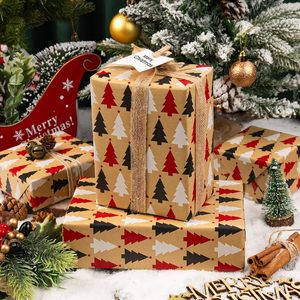 MAYPLUSS Kraft Christmas Wrapping <b>Paper</b> 17 Inch X 33 Feet <b>Red</b> Black White Trees Minimalist Design Recyclable Packaging <b>Paper</b> - Product Image 4