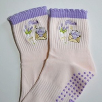 Chaussettes de Pilates personnalisées avec logo brodé, chaussettes de Pilates en coton, chaussettes de yoga antidérapantes, chaussettes personnalisées pour Pilates et yoga