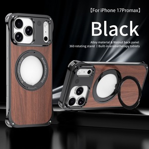 Luxury Walnut Wood Scented <strong>Diffuser</strong> Compatible for 17 ProMax Cooling Case Four-corner Drop-proof Metal Alloy Frame Magnetic case - Product Image 6