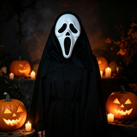 10 masques d'horreur d'Halloween avec capuchons noirs, masques de crâne effrayants et hurlants, masques de cosplay d'Halloween, série anniversaire