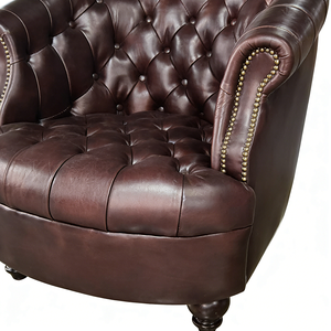 <span class=keywords><strong>Fauteuil</strong></span> <span class=keywords><strong>club</strong></span> capitonné <span class=keywords><strong>marron</strong></span> vintage de luxe, finition artisanale en cuir véritable, pour salon, hôtel ou chambre d'hôtes VIP - Product Image 6