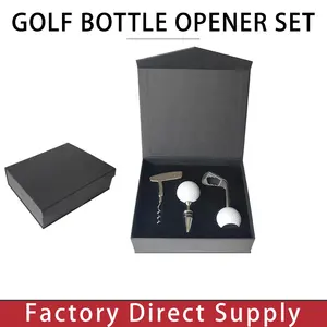 Penyesuaian Corkscrew makanan kelas silikon kreatif botol Golf pembuka Stopper Set untuk toko anggur