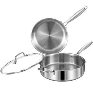 Vendita calda utensili da cucina 7 pezzi Set di pentole e padelle da cucina antiaderenti in acciaio inossidabile a 3 strati