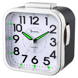 IMSH BM09801-relojes de alarma analógicos de cuarzo, mesita de noche de mesa y reloj despertador, despertador analógico cuadrado personalizado de escritorio