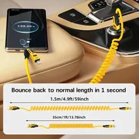 Câble de données court à ressort 4 en 1 65W 6A USB Type C, câble de charge rapide télescopique à ressort, câble USB à ressort pour iPhone