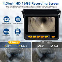 Monitor HD de 4.3 Pulgadas y 1080P, Cable USB de 20 Metros, Endoscopio de 23 mm, Cámara de Inspección Subacuática con Cámara Endoscópica de 16 GB
