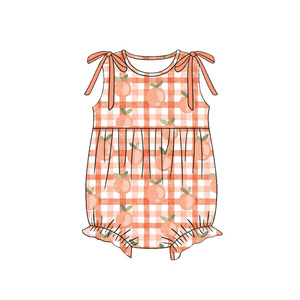 Précommande MOQ 5 – Tenues Bébé Fille à Carreaux Pêche, Robes et Barboteuses, Vêtements d'Été Mignons pour Sœurs, Vente en Gros, Prix Usine Boutique - Product Image 5