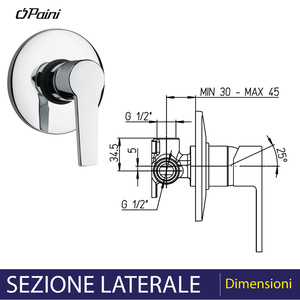 Mélangeur de douche à levier unique chromé LE MANS Outil de tournage à encastrer - Product Image 5