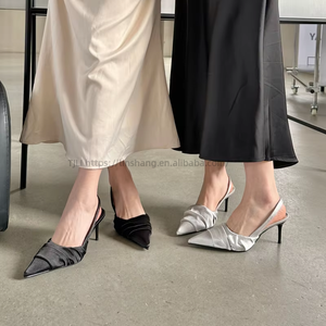 New Summer High Quality Thin Heel Sandals Silk Fashion for Women <b>Pointed</b> Toe Shoes - Product Image 4