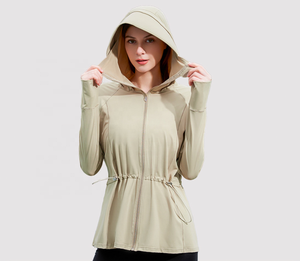 2024 nouveau Style femmes Protection solaire multifonctionnel élégant peau à capuche cordon taille-minceur Sports de plein air haut veste - Product Image 4