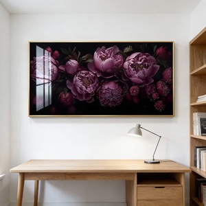 Pintura de Paisaje de Estilo Moderno, Decoración de Pared para el Hogar, Pintura con Luz LED, Murales para Sala de Estar, Flores, Pintura de Porcelana de Cristal - Product Image 2