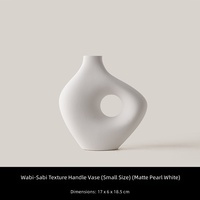 Vas Keramik Putih Gaya Wabi-Sabi Dekorasi Rumah Kreatif Beige Matte Hiasan Rangkaian Bunga Ruang Tamu Pintu Masuk Rumah