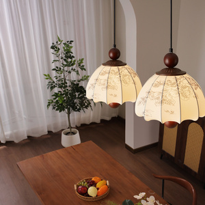 French Retro Linen Fabric Pendant <strong>Light</strong> Pleated Wabi-Sabi Dining Lamp Nordic Warm Ambient Hanging <strong>Light</strong> for Cafe Bedside - Product Image 2
