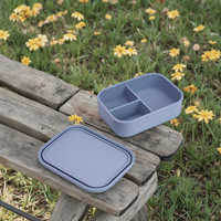 Bac à légumes en silicone rectangulaire de 700ml avec 3 compartiments Boîte de rangement des aliments chauffable et micro-ondable avec couvercle Carton emballé