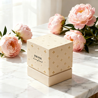 Emballage de parfum rigide beige fait main de luxe et boîte cadeau avec papier artistique - Boîte cosmétique tendance