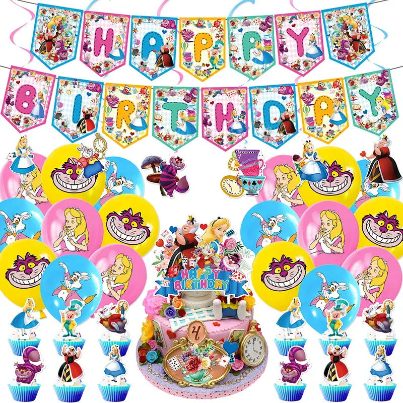 Alta Qualidade Birthday Party Decoration Supplies Set Cartoon Kawaii Lovely Princess Alice Character Theme Party Decoration Set