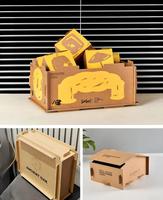 Boîte cadeau personnalisée écologique en carton ondulé marron pour emballage de briques de thé, tasses en céramique, verres, bouteilles, assiettes, bols, Noël