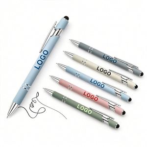 Stylo bille en métal recouvert de caoutchouc, vente en gros, meilleur prix, avec logo personnalisé OEM pour papeterie, bureau, promotion commerciale, cadeau - Product Image 1
