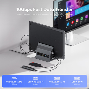 PULWTOP Station d'accueil USB C pour deux moniteurs avec 2 HDMI 4K 60Hz, 3X USB A/C 10Gbps, Ethernet pour Windows et ChromeOS - Product Image 5