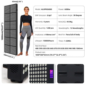 Panneau de luminothérapie LED à lumière rouge à 12 longueurs d'onde, grande couverture corporelle, 6000W, fonctionnement silencieux, pour le bien-être physique - Product Image 2