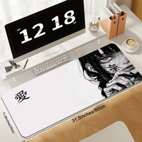 Tapis de souris artistique fille d'anime noir et blanc, fille sombre, accessoires informatiques de jeu, personnage, cœur, clavier, tapis de bureau pour ordinateur portable.