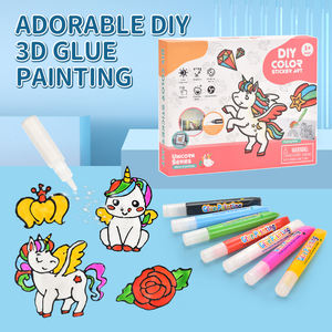 Mainan gambar seni stiker warna DIY Album Unicorn menggemaskan mainan pembelajaran edukasi gantungan kunci lukisan lem tanpa panggang 3D - Product Image 2