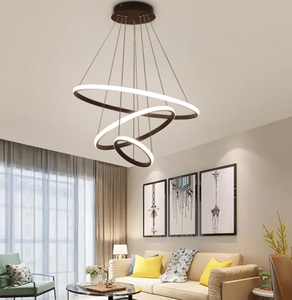 Luces colgantes de acrílico de aluminio moderno LED negro acabado redondo multy anillo colgante Luz - Product Image 2